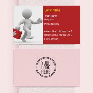 creative doctor visiting card design online, doctor visiting card maker, doctor visiting card design free download in Red color