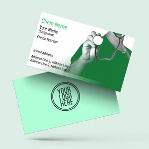 creative doctor visiting card design online, doctor visiting card maker, doctor visiting card design free download in Green color