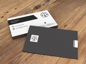 Best creative advocate/lawyer online business visiting card template with background image and sample design free download Advocate Visiting Card Black and White with law symbol