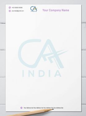 Minimalist letterhead designs for CA firms: Designs characterized by simplicity, clean typography, ample white space, and minimal embellishments, projecting a professional and uncluttered image that aligns with the precision and attention to detail requir