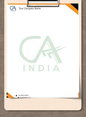 Custom letterhead designs for CA firms: Tailor-made letterhead designs created to reflect the unique identity and branding of Chartered Accountant firms, incorporating elements such as the firm's logo, contact information, and any specific design