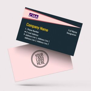 cma business visiting card format design sample images firm guidelines pink and dark blue