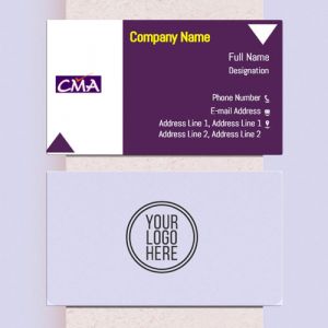 cma business visiting card format design sample images firm guidelines purple white color