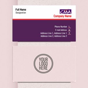 cma business visiting card format design sample images firm guidelines purple and white color