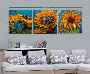 Sunflower Oil Painting 3 Panel