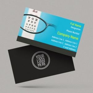 eye hospital ophthalmologist- optometrist- clinic doctor business visiting card design with glasses blue and white color