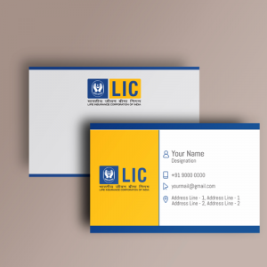 yellow and blue with lic logo life insurance advisor LIC Agent  visiting business card online design format template sample images download