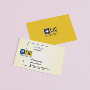 life insurance advisor LIC Agent  visiting business card online design format template sample images download, Yellow Color, cream color background