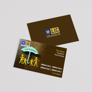 life insurance advisor LIC Agent  visiting business card online design format template sample images download  Yellow Color, sample with format & background sample 