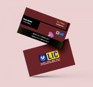 life insurance advisor LIC Agent  visiting business card online design format template sample images  yellow color, coffee color, professional, Images dark red