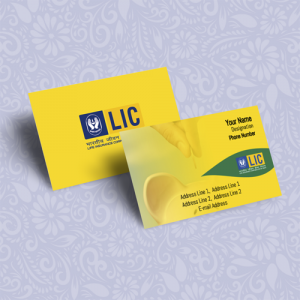 LIC Agent visiting card, White Yellow background
Best Design, online, insurance advisor, 
business card design, sample, 
Images, online