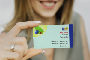 LIC Agent visiting card, White Yellow, and Blue Background, Best Design, online, insurance advisor, business card design, green n blue color background