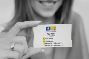 life insurance advisor LIC Agent  visiting business card online design format template sample images download white yellow color