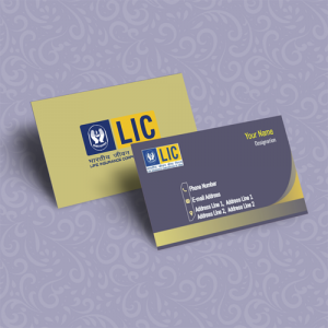 life insurance advisor LIC Agent  visiting business card online design format template sample images download the free sample with format & background sample, Yellow, White, Dark Blue, top lic agent visiting card design online free sample with format & ba