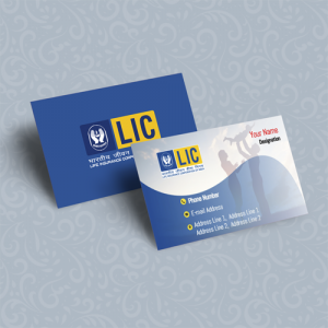 top lic agent visiting card design online free sample with format & background sample , Blue Color visiting card sample, professional, 