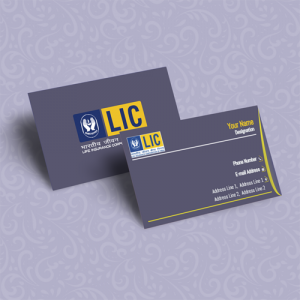 life insurance advisor LIC Agent  visiting business card online design format template sample images download creative lic agent visiting card design online, dark blue color visiting card maker,  free download in Blue color