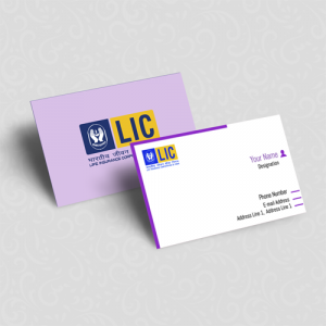 life insurance advisor LIC Agent  visiting business card online design format template sample images download  Yellow Color, Purple color