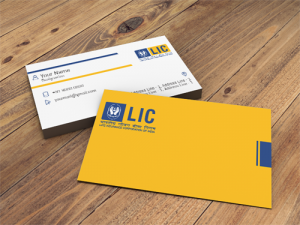 LIC Agent visiting card, White Yellow, and Blue Background, Best Design, online, insurance advisor, business card design, yellow n white color background