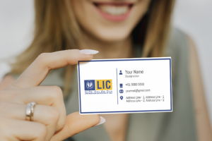 LIC Agent visiting card, White Yellow, and Blue Background, Best Design, online, insurance advisor, business card design,  white color background