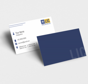 LIC Agent visiting card, White Yellow, and Blue Background, Best Design, online, insurance advisor, business card design, blue n white color background