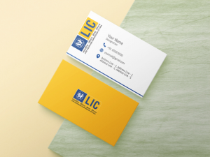 LIC Agent visiting card, White Yellow, and Blue Background, Best Design, online, insurance advisor, business card design, white and yellow blue color background