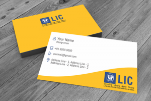 LIC Agent visiting card, White Yellow, and Blue Background, Best Design, online, insurance advisor, business card design, yellow, white color background