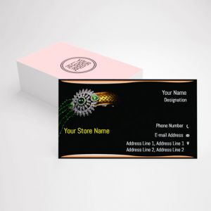 Visiting card Designs Printing for Jewellery Store, Professional Visiting card, visiting card of golden colour, Background black colour, yellow and white text color