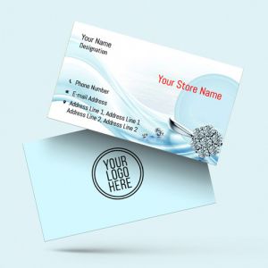 Visiting card Designs Printing for Jewellery Store, Professional Visiting card, visiting card of Sky Blue colour, Background aqua colour, red and black text color