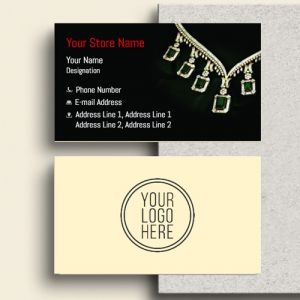 Visiting card Designs Printing for Jewellery Store, Professional Visiting card, visiting card of golden colour, Background black colour, red and white text color