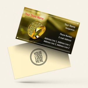 Visiting card Designs Printing for Jewellery Store, Professional Visiting card, visiting card of olive colour, Background black colour, red and white text color
