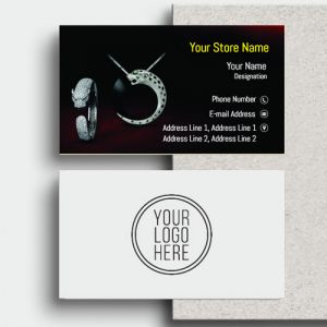 Visiting card Designs Printing for Jewellery Store, Professional Visiting card, visiting card of golden colour, Background black colour, yellow and white text color
