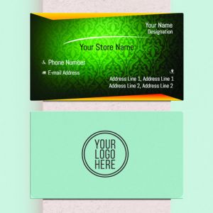 Visiting card Designs Printing for Jewellery Store, Professional Visiting card, visiting card of yellow colour, Background green colour, white text color