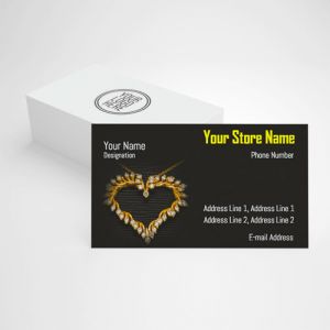well designed visiting card for jewellery shop with yellow background, just  fill your details and get ready your visiting card within a minute