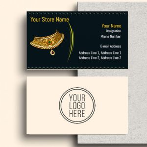 Visiting card Designs Printing for Jewellery Store, Professional Visiting card, visiting card of golden colour, Background navy colour, yellow and white text color