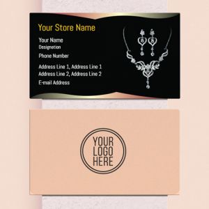 Visiting card Designs Printing for Jewellery Store, Professional Visiting card, visiting card of black colour, Background blue silver, white text color