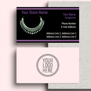 Visiting card Designs Printing for Jewellery Store, Professional Visiting card, visiting card of purple colour, Background black colour,  white text color