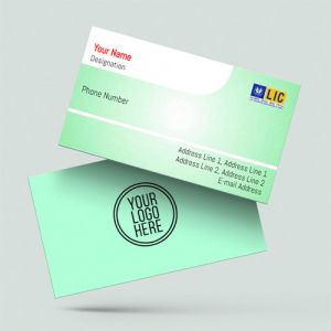 top lic agent visiting card design online free sample with format & background sample  in green colour