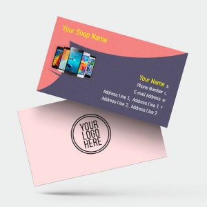 Mobile Shop Visiting card, Professional Visiting card, Phone, electronics business card, visiting card of blue and peach color