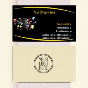 Mobile Shop Visiting card, Professional Visiting card, Phone, electronics business card, visiting card of black color
