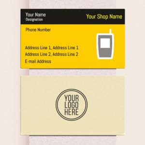 Mobile Shop Visiting card, Professional Visiting card, Phone, electronics business card, visiting card of yellow color