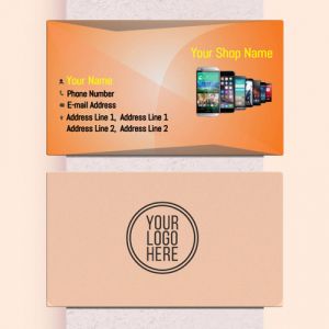 Mobile Shop Visiting card, Professional Visiting card, Phone, electronics business card, visiting card of orange color