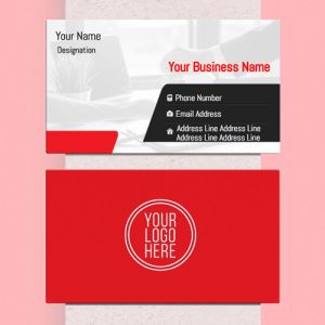 Property Dealers Visiting card, Professional Visiting card, visiting card of red and blaci colour, Background gray colour, text color
