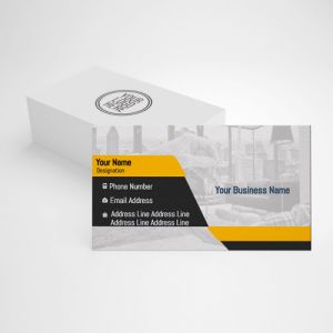 property dealer/real estate visiting card design images background with free template download with latest ideas format model yellow colour, Background blue yellow, text color white and black