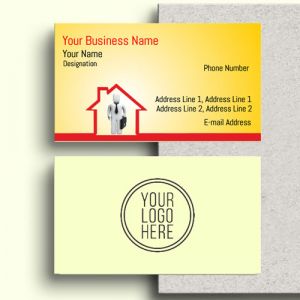 property dealer/real estate visiting card design images background with free template download with latest ideas format model yellow colour, Background pale yellow colour,  red text color