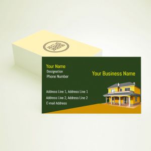 property dealer/real estate visiting card design images background with free template download with latest ideas format model yellow colour, Background green colour, white text color