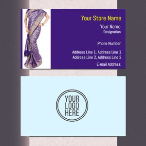 Visiting Card Designs Printing For Saree Shop, Professional Visiting card, visiting card of blue colour, Background purple colour, white text color