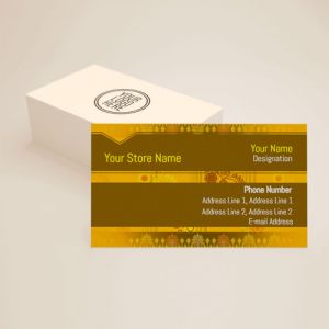 Visiting Card Designs Printing For Saree Shop, Professional Visiting card, visiting card of yellow colour, Background brown colour, white text color