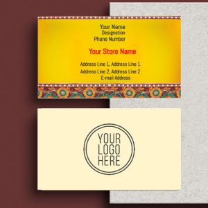 Visiting Card Designs Printing For Saree Shop, Professional Visiting card, visiting card of gold colour, Background yellow colour, black text color