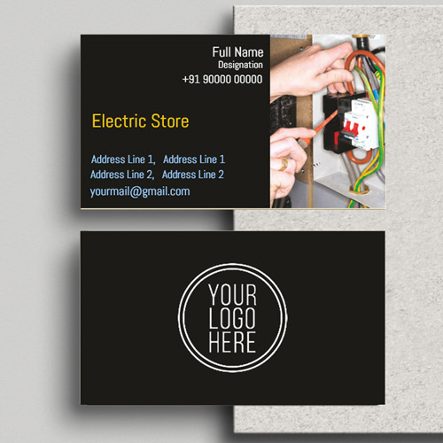 1011- In this visiting card, design is simple with fully white background &  an image of doing electrician work.
