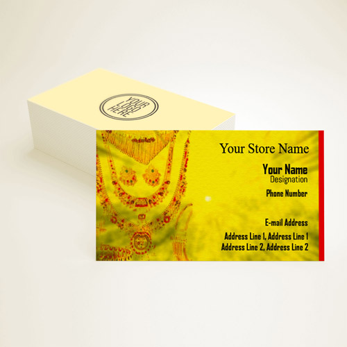 White and yellow background designed visiting card for jewellery shop. only  you have to fill your details